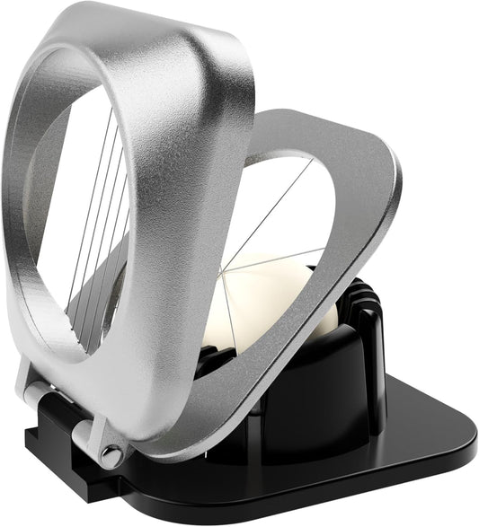 Egg Slicer with Stainless Steel Wires, Aluminum One-Press Slicer for Hard Boiled Eggs, 0.2" Even Slices for Salads & Sandwiches, Strawberries, Mushrooms & Soft Cheese, Sliver