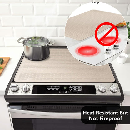 Stove Top Cover for Electric Stove- Range Covers for Electric Stove,Silicone XXL Dish Drying Mat, Glass Cooktop Covers, Flat RV Range top Mats (Black, 28"x20")