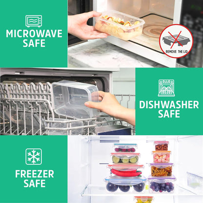 RockBerry 50 Pcs Large Food Storage Containers with Lids Airtight-85 OZ to small Containers-Total 526OZ Stackable Kitchen Set -BPA Free Leak proof containers- Freezer Microwave safe