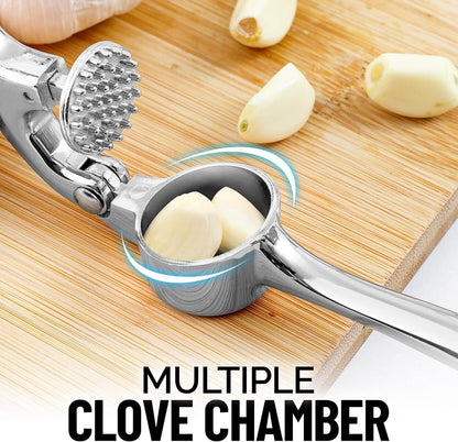 Professional Garlic Mincer Tool - Easy-Squeeze, Easy-Clean with Soft, Ergonomic Handle - Silicone Garlic Peeler & Brush