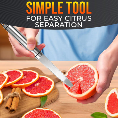 Grapefruit Knife Curved Serrated Double Blade – Stainless Steel Citrus Fruit Sectioning Knife & Peeler, Ergonomic Handle, Dishwasher Safe Kitchen Tool for Grapefruits, Oranges, Lemons & Citrus Prep