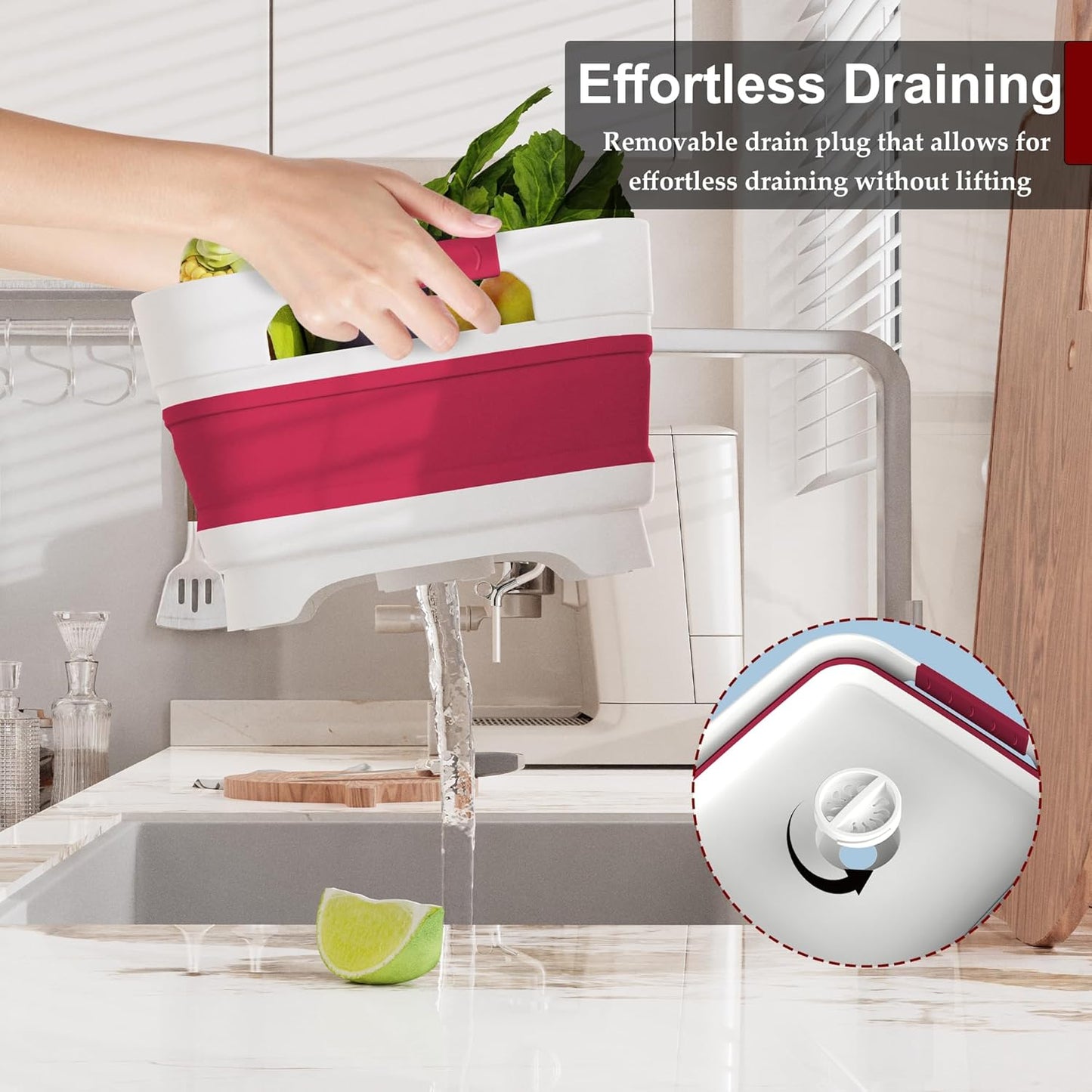 MontNorth 2.4 Gal Collapsbile Wash Basin with Drian Plug,9L Dish Pan for Soaking Baby Bottles,Portable Sink, Multiuse Foldable Bucket,Ice Beverage Tubs for Camping, Vegetable Washing, RV (Gray)