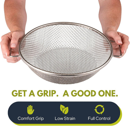 Round Soil Sifter for 5-Gallon Bucket (1/4-inch Mesh), Stainless Steel Garden Sieve with Handles