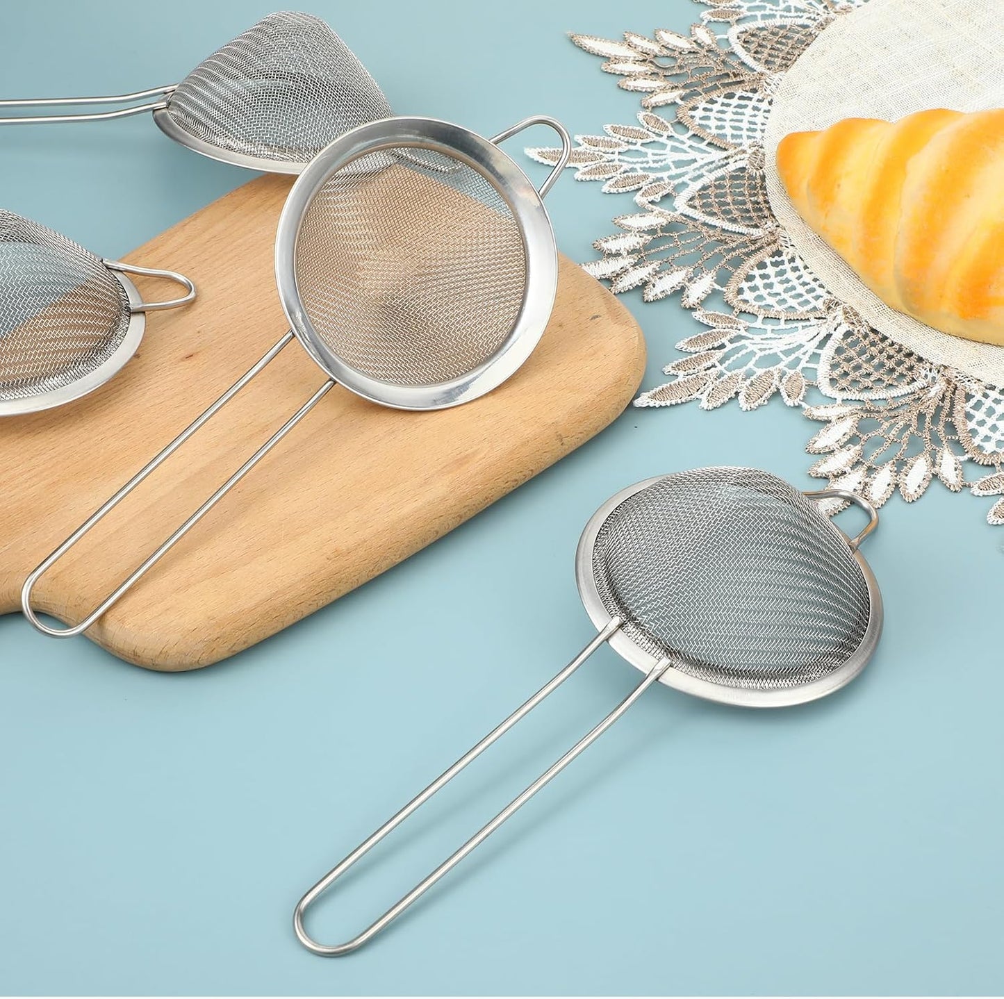 20packs Small Fine Mesh Strainer with Handle 3.3" Stainless Steel Tea Strainers Conical Hand Strainer for Kitchen Juice, Bar Cocktail, Cafe Tea, Coffee Drinks (Silver)