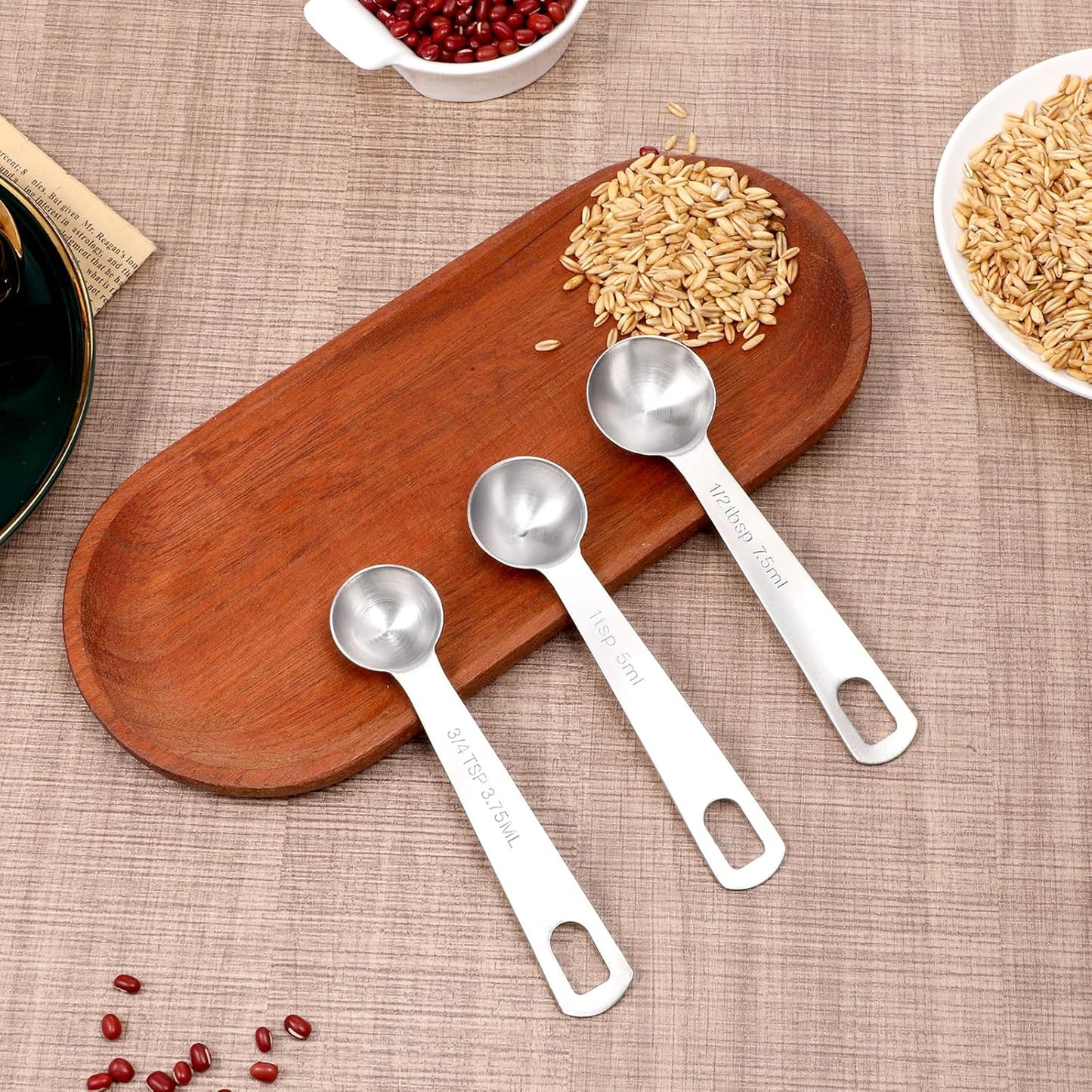 Measuring Spoon 3/4 Tsp 1/2 Tsp Tablespoon Spoon 5ml/7.5ml/3.75ml Small Mini Teaspoon Metal Measure for Kitchen Cooking CoffeeSpoon