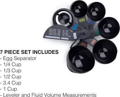 Fox Run Measuring Set, 6 Piece Plastic Measuring Spoon Set, Black, 1/4 TSP to 1 TBL
