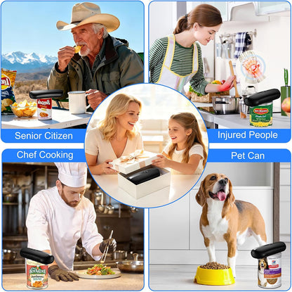 Electric Can Opener, Automatic Hands-Free Can Opener with Smooth Edge, One-Touch Operation USB Rechargeable, for Seniors, Arthritis Sufferers, Kitchen and Camping Use, Replaceable Blade (Black)