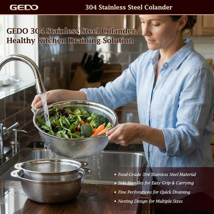 GEDO Stainless Steel 4 Piece Mixing Bowls Set, SUS316 Metal Nesting Bowls, Silver, Kitchen Food Prep Serving Bowls (7.07/8.64/10.21/11.79 in)