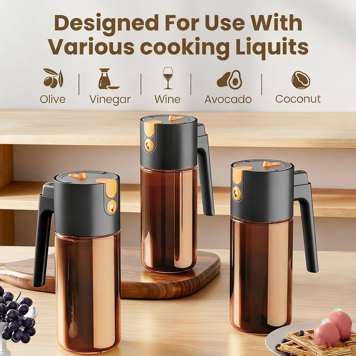 2026 New 19.6oz/580ml Olive Oil Sprayer for Cooking, Leak Glass Olive Oil Dispenser Bottle, 2 in 1 Oil Dispenser and Oil Sprayer, Switch Between Mist & Precision Pour for Air Fryer, BBQ, Salad,Baking