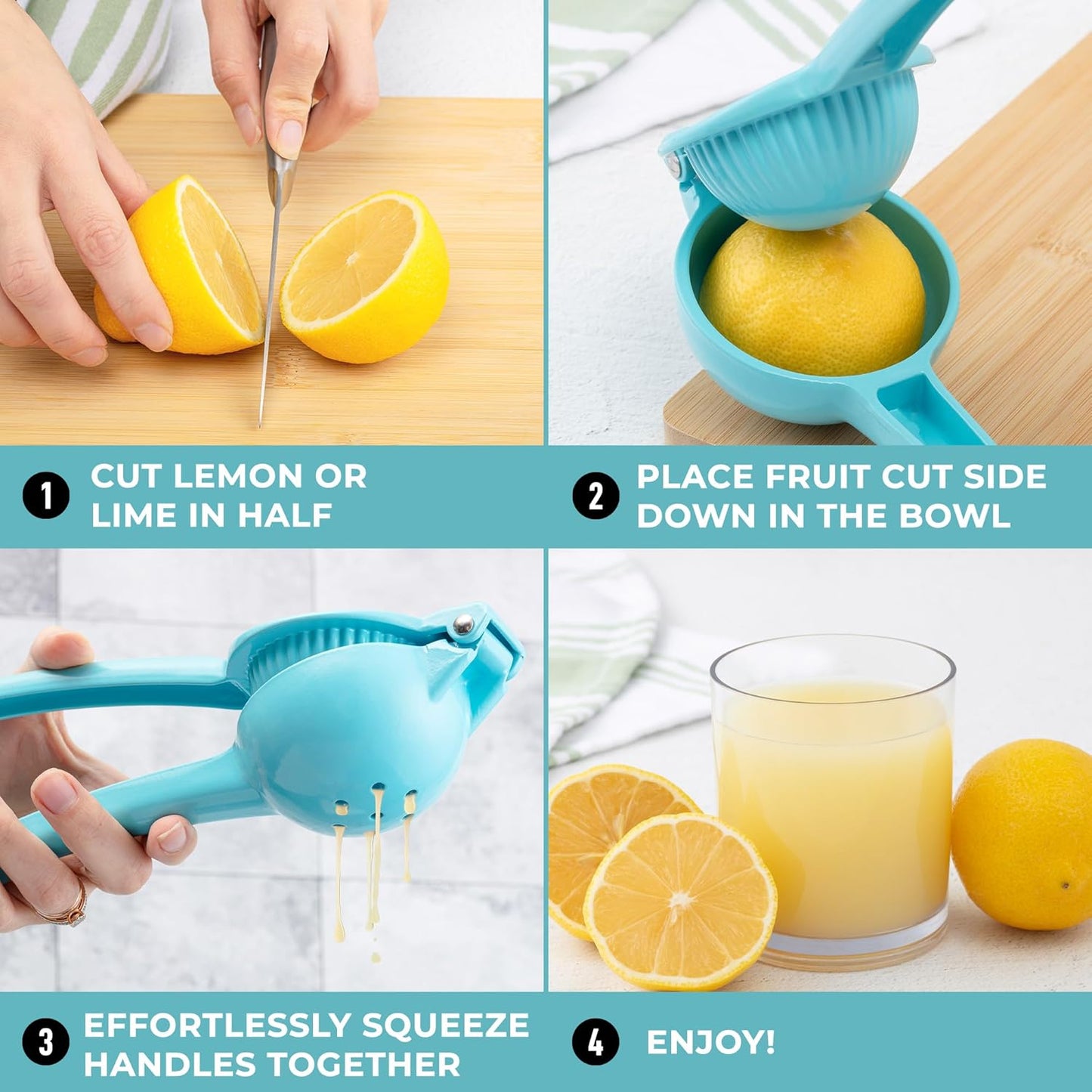 Zulay Kitchen Metal Lemon Squeezer - Handheld Lemon Juicer Squeezer - Easy to Use Citrus Juicer - Manual Press for Extracting the Most Juice Possible - Extracts Every Last Drop