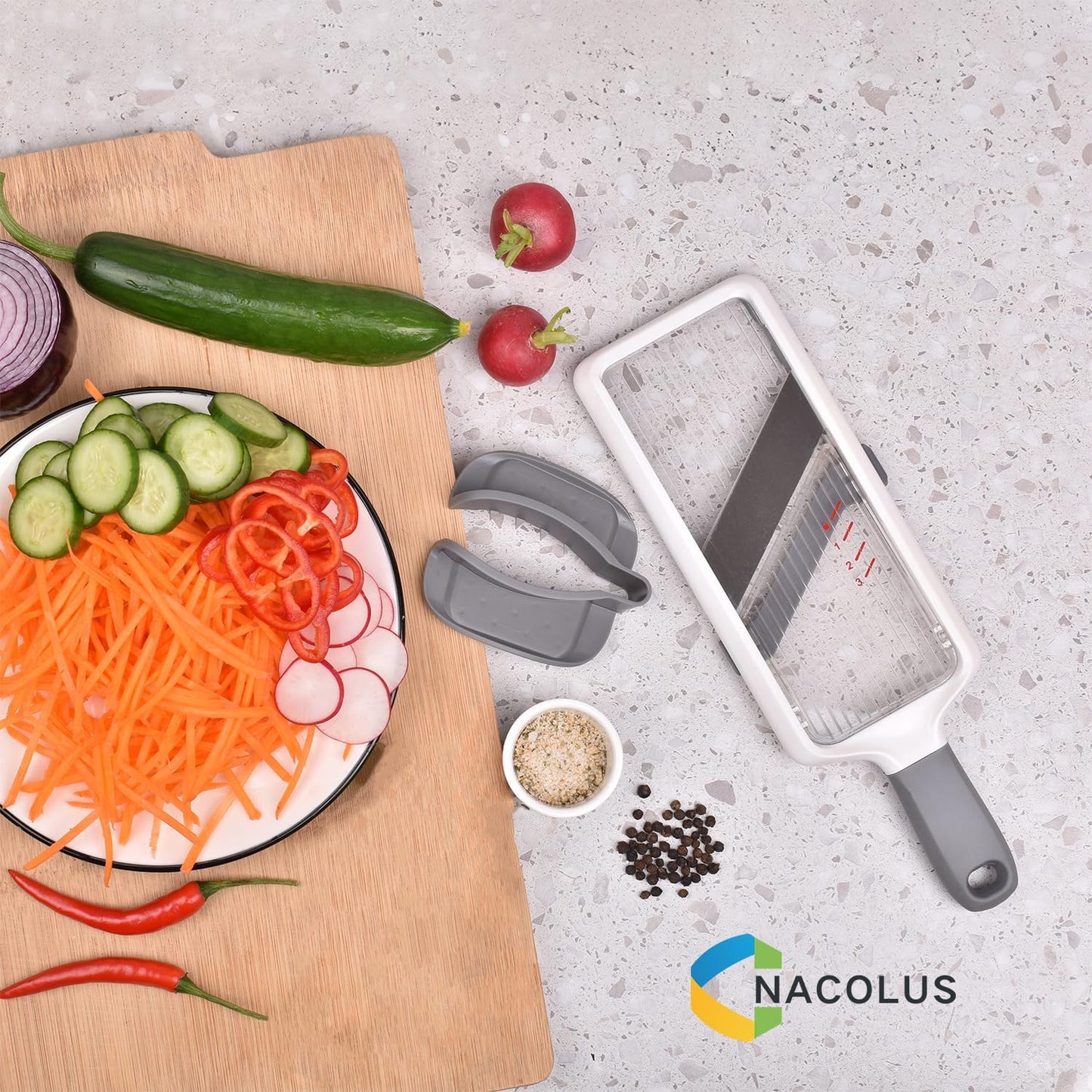 NACOLUS Mandoline Slicer for Kitchen, Adjustable Vegetable Slicer with Food Holder,Handheld Potato Slicer, Simple&Handy veggie slicer vegetable cutter