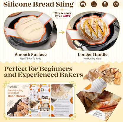Sourdough Bread Baking Supplies, Sourdough Starter Kit, Bread Proofing Basket, Bread Making Tools Kit, Sour Dough Kit Tools, Sourdough Proofing Basket, Sourdough Kit Gifts for Bakers Women Wife Mom