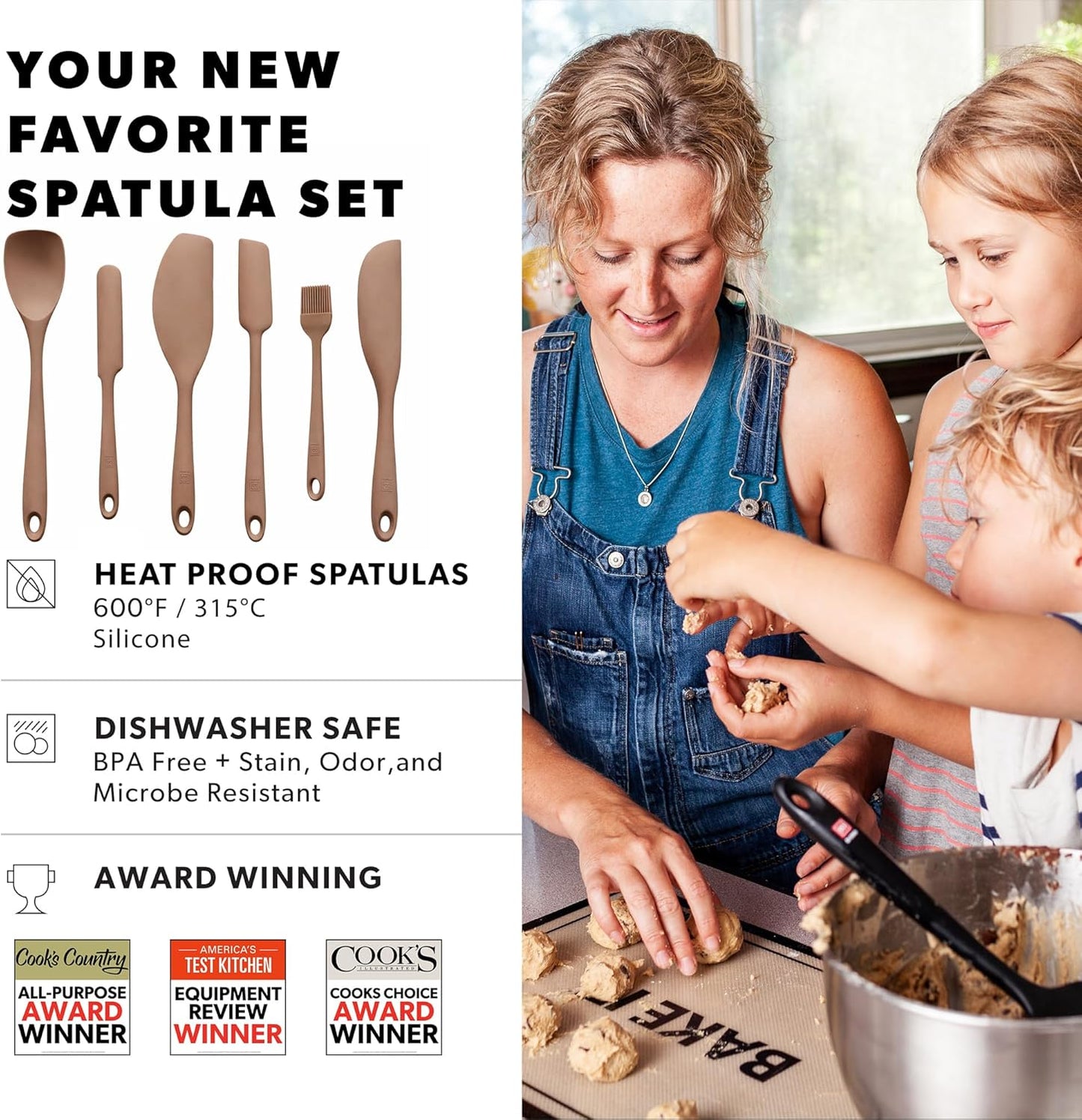 All New DI ORO 6-Piece Silicone Spatula Set - Rubber Kitchen Utensils for Baking, Cooking & Mixing - Heat-Resistant 600°F BPA Free Spatulas for Nonstick Cookware - Dishwasher Safe (Black)