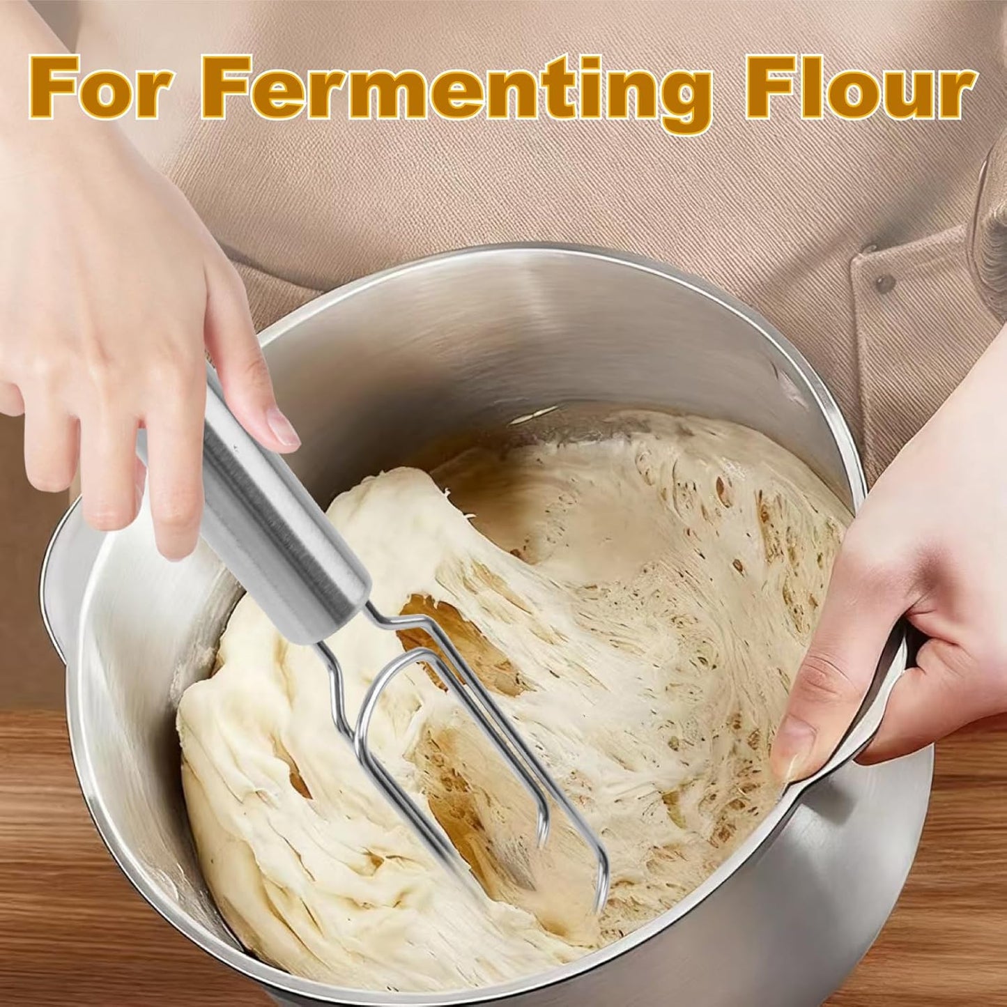 Danish Dough Whisk, 12" Stainless Steel Sourdough Mixer Tool for Sourdough Starter, Bread Whisk Tool for Pizza Bread Cake Mixing & Cooking(COLOR:Silver)