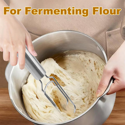 Danish Dough Whisk - 12" Stainless Steel, Reaches Jar Bottom for Sourdough Starter | Hand Mixer for Pizza, Bread & Cake - Dishwasher Safe, Ideal for Home Bakers