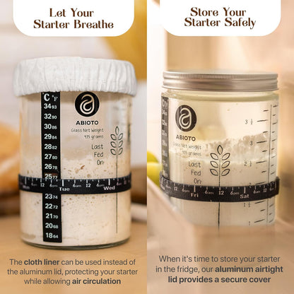 Complete Sourdough Supplies with 9" Round Banneton Proofing Basket and 24oz Starter Jar - Beginner-Friendly Sourdough Bread Kit and Baking Gifts for Women, Men, and Bread Bakers