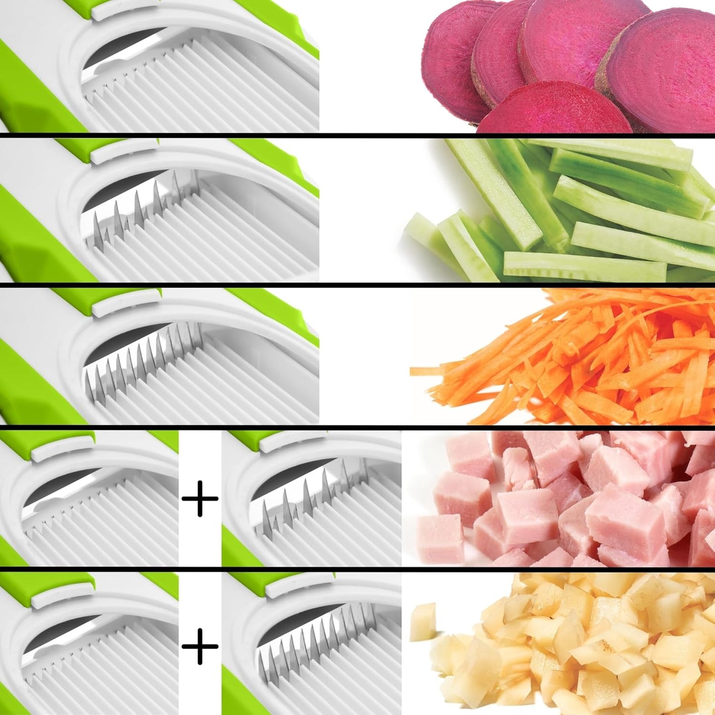 Starfrit Pump'n'Slice - Vertical Mandoline, Food Chopper, Slicer - Precision Adjustable Slicing, Julienne, Dicing - Safe Enclosed Blades, Fold for Storage - High Efficiency Spring Pump - Cleaning Tool