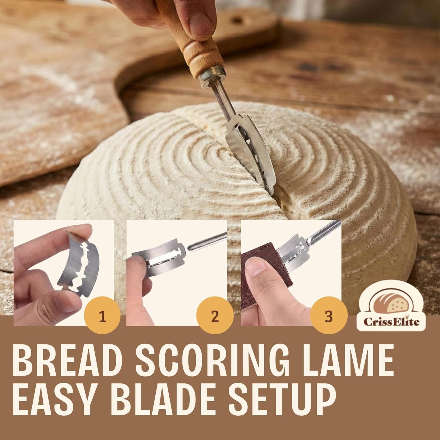CRISS ELITE 11" Oval Banneton Proofing Basket Set of 2 - Sourdough Starter Kit with Bread Lame, Danish Whisk, Metal & Bowl Scrapers, Cleaning Brush - Professional Artisan Baker Gift Set