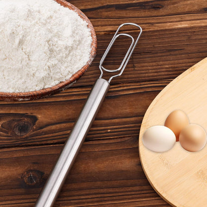 2pcs Dough Whisks, Stainless Steel Durable Dough Mixer Hand Tools Reaches Jar Bottom Bread Whisk Tool for Pizza Bread Cake Eggs Mixing