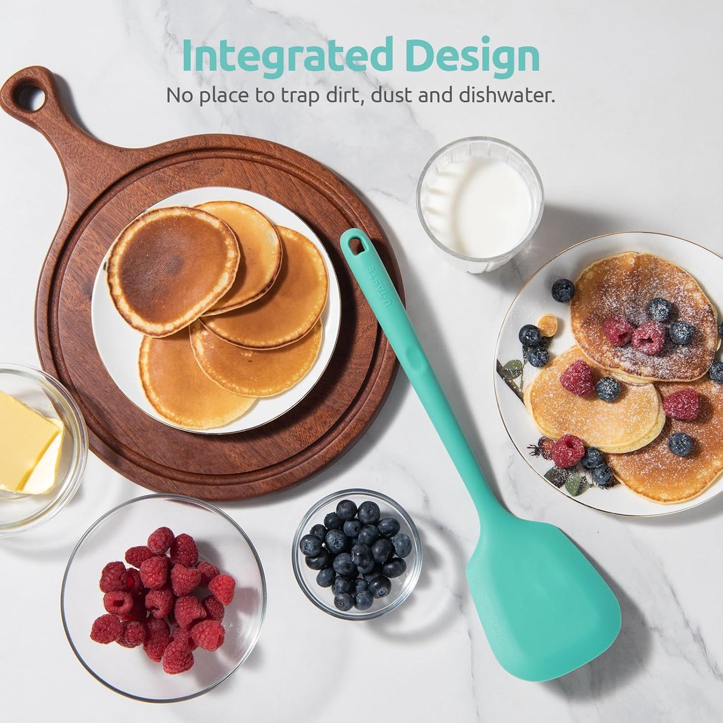 600ºF Heat Resistant Slotted Turner: U-Taste 13.6in Silicone Kitchen Spatula Flipper, 3.74in Wide Food Grade Flexible Thin Rubber Cooking Utensil for Egg, Pancake, Cookie in Nonstick Cookware (Red)