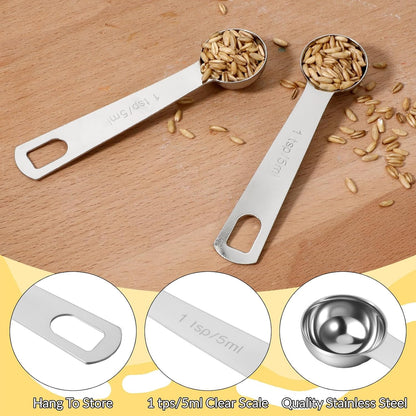 2 Pcs Teaspoon Measuring Spoons, Stainless Steel Short Design Kitchen Tools for Precise Cooking, 1/3 Tablespoon 5ml Kitchen Gadgets for Precise Measurement, Baking