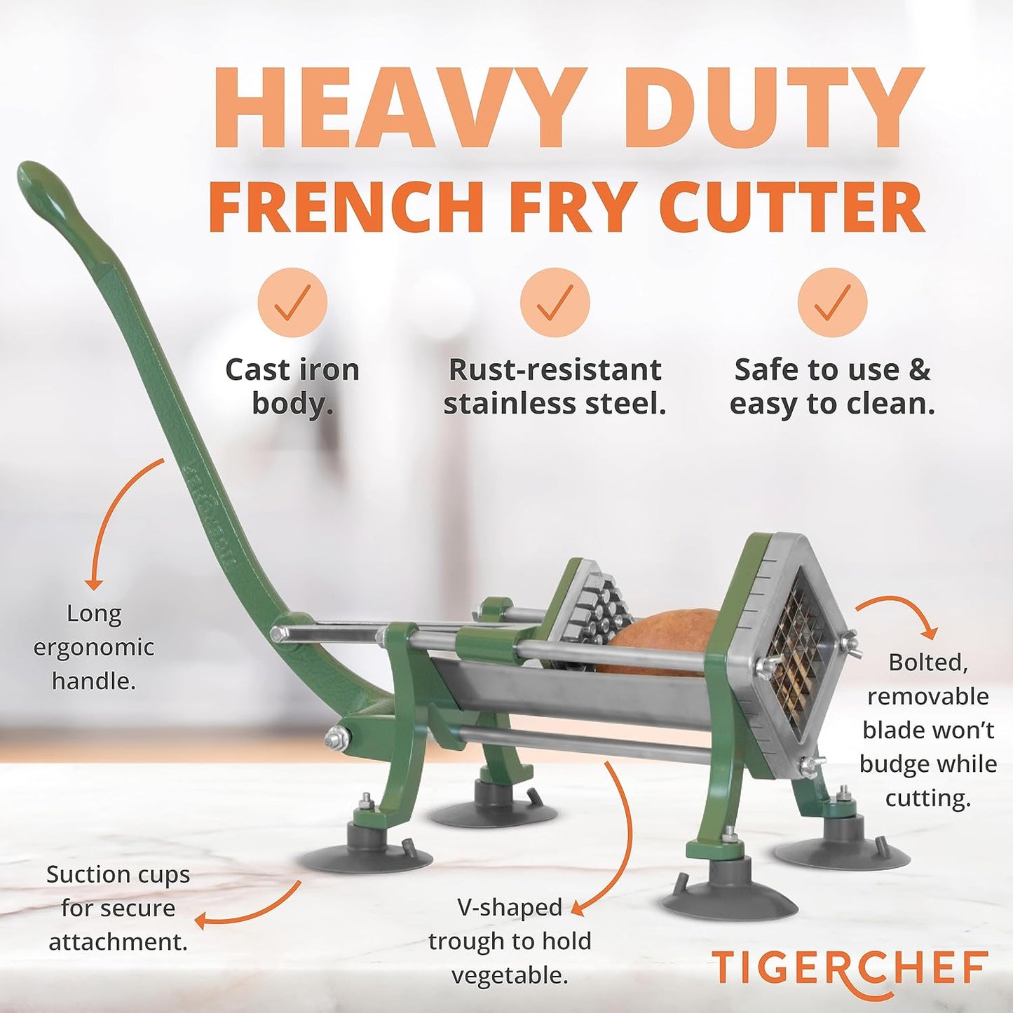 Tiger Chef Commercial Grade French Fry Cutter, Complete Combo Sets 15 Pieces,