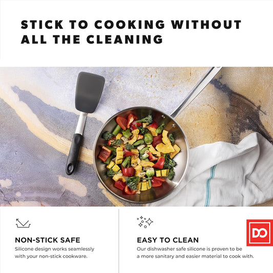 DI ORO - Chef Series FLEX Silicone Spatula 600ºF Heat-Resistant Flexible Silicone Rubber Turner Spatulas (3-Piece Set)