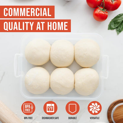 Chef Pomodoro Pizza Dough Proofing Box, 14 x 11-Inch, Preparation Container with Lid, Fits 4-6 Proofing Balls, Household Pizza and Bread Dough Tray With Convenient Carry Handle (Blue)