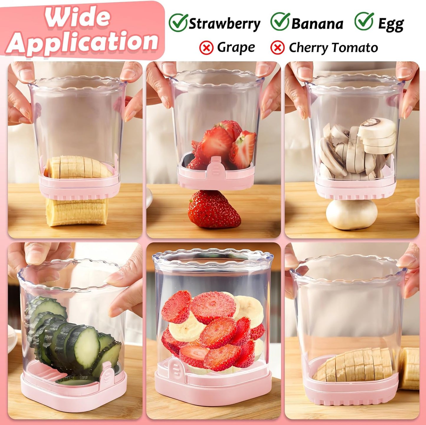 Creative Strawberry & Fruit Slicer - Detachable Cutter with Push Plate (Black)