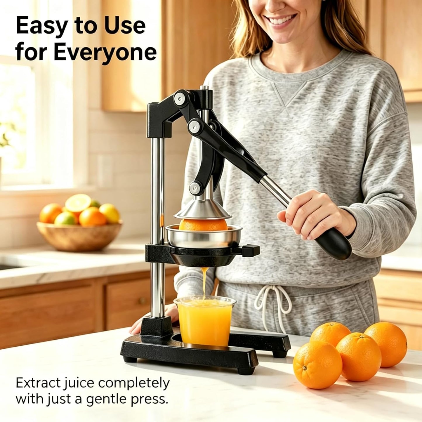 Commercial Cast Iron Juicer,Heavy-Duty Manual Juicer hand press,Professional Citrus Juicer with Stainless Steel Cup,hand press Juicer for Bartenders,Juice Lovers & Health Enthusiasts,Easy to Clean