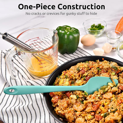 Heat Resistant Silicone Spatula Set: U-Taste 600ºF High Temp Seamless Food Grade Utensil, Flexible Rubber Silicon Kitchen Cooking Mixing Baking Scraper for Nonstick Cookware Set of 4 (Aqua Sky)
