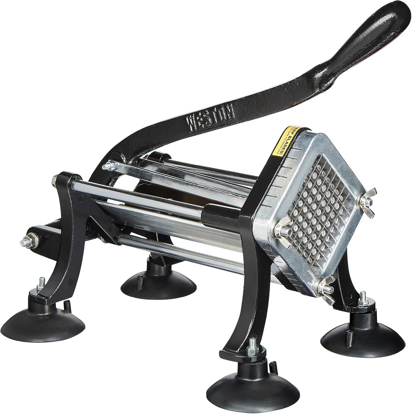 Weston Professional French Fry Cutter for Potatoes and Vegetable Dicer, 3/8” Stainless Steel Cutting Blade, Suction Cup and Wall-Mount Feet, Restaurant-Quality, Black (36-3550-W)
