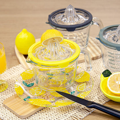 Cartman Glass Citrus Lemon Orange Juicer, Gray Manual Hand Squeezer, Glass Citrus Reamer, Lemon and Lime Manual Squeezer,Kitchen tool,Ounce Measuring Cup