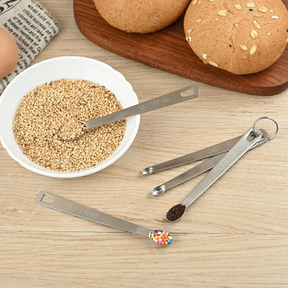Measuring Spoons Set, Mini Teaspoon Measuring Spoons, Tiny Tsp Stainless Steel Measuring Tools for Kitchen & Baking, Small 1/16, 1/8 Measure Spoon for Spice
