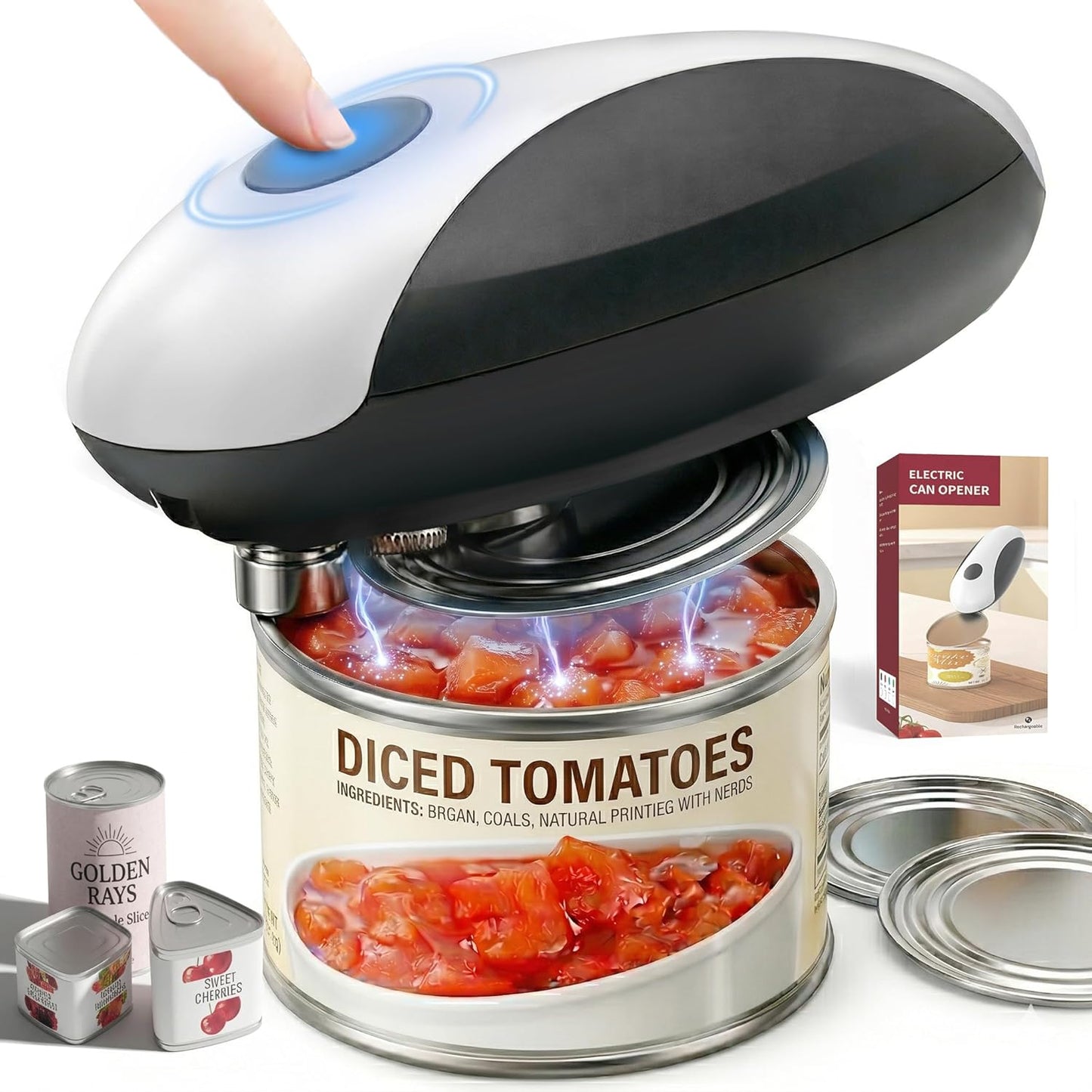Electric Can Opener, USB-C Rechargeable Automatic Can Opener with Smooth Edge, One-Touch Operation, Magnetic Lid Hold, Fits Most Can Sizes