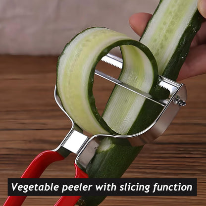 Larger Wide Mouth Kitchen Vegetable Peelers Cabbage Peeler (Serrated Y- Peeler) (Red)