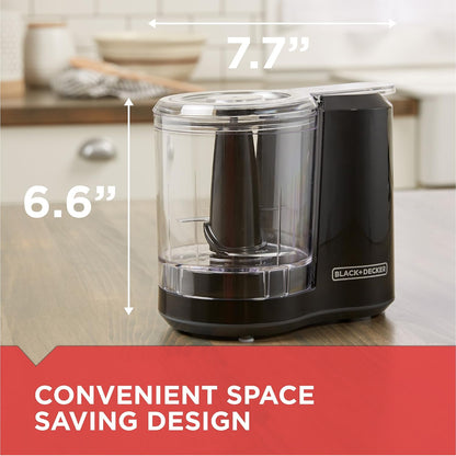 BLACK+DECKER 1.5-Cup Electric Food Chopper, One Touch Pulse, 150W Motor, Stay-Sharp Blade, Dishwasher Safe