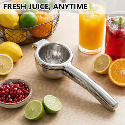Lemon Squeezer, Stainless Steel Lemon Juicer, Manual Juicer for Lemon Citrus Lime, Foldable Handheld Citrus Squeezer with Seed-Strainer (Silver)