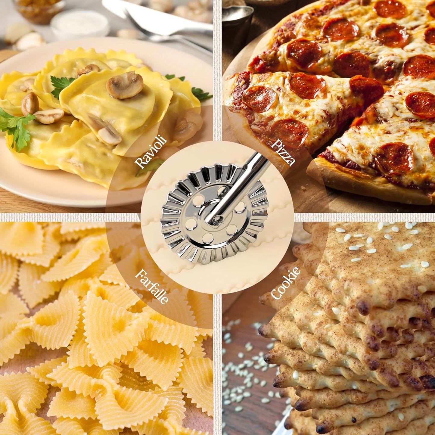 Pastry Cutter Double Wheel - Exquisite Wooden Handle, Perfect for Pasta, Pizza, Ravioli, Cookie -Cheese Slicers Enhance Your Culinary Artistry
