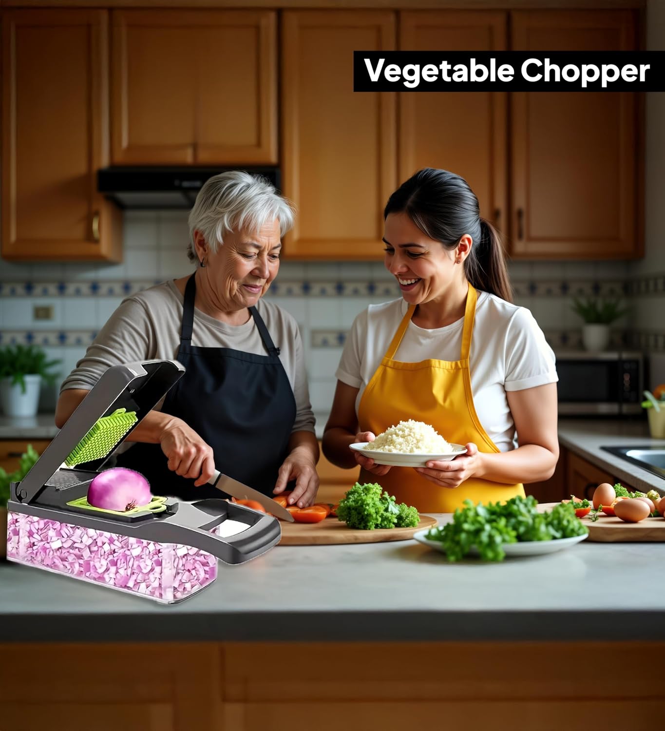 Pro-Series 16-in-1 Vegetable Chopper & Food Chopper with Container - Multi-Blade Cutter, ABS Mandoline Slicer, Fruit Slicer, Onion Chopper, Dicer, Grater, Kitchen Gadgets & Accessories