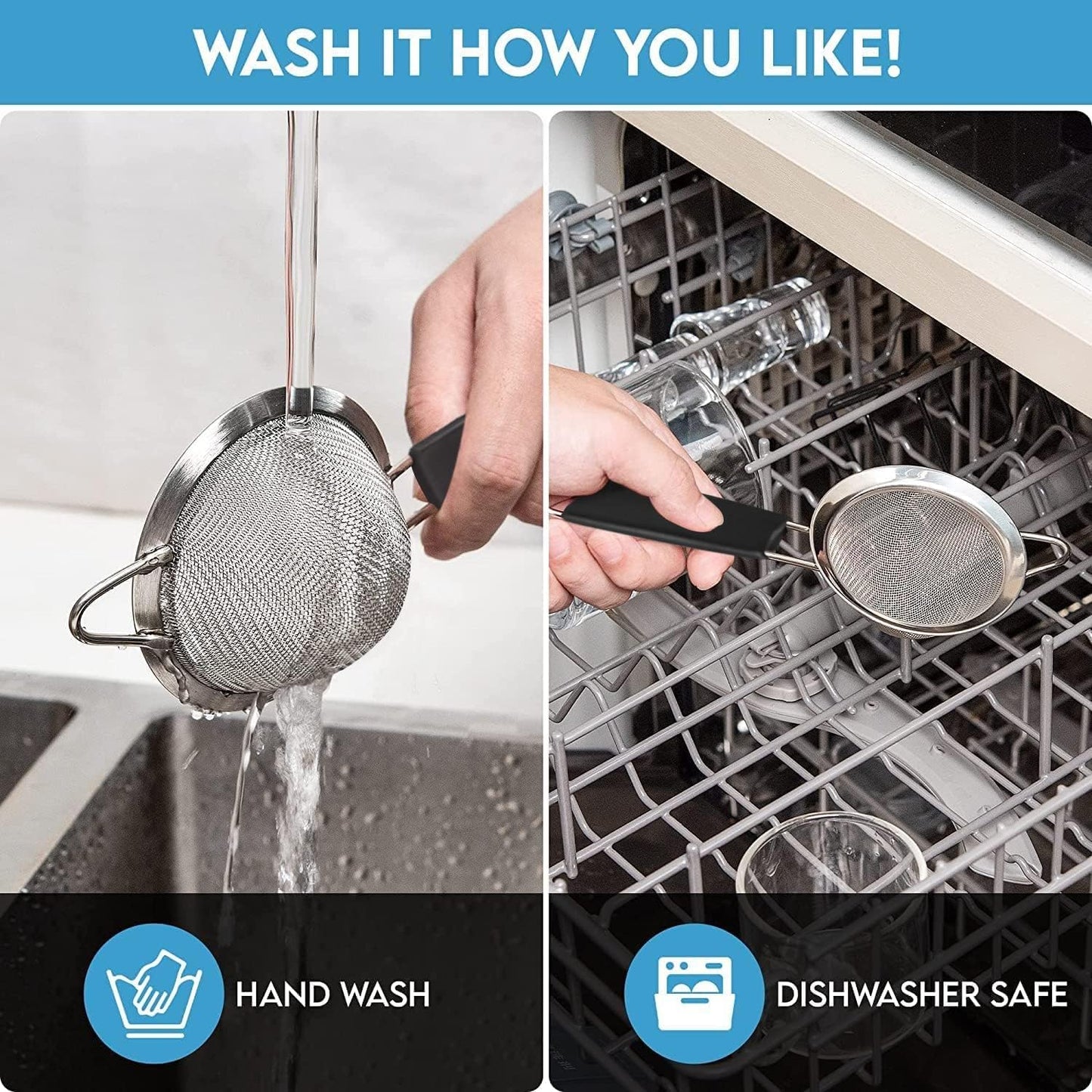 Fine Mesh Strainer - 3.4 Inch Round Sieve - Tea Strainers for Loose Tea, Coffee Strainer, Food Strainer, Juice Strainer, and Much More!