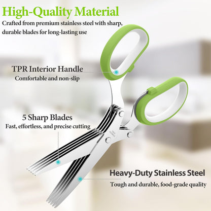 2025 Upgraded Herb Scissors, Effortless Herb Shears Cutter Tool with Sharp Stainless Steel Blades for Fresh Herbs, Must-Have Kitchen & Cooking Gadget, Black