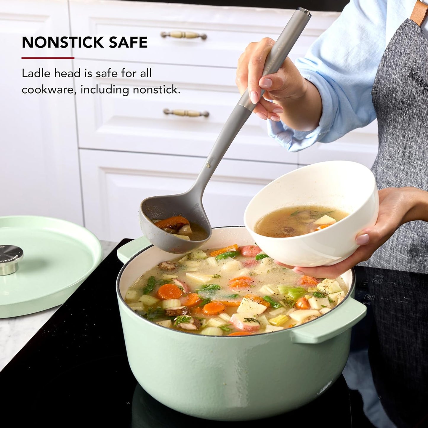 KitchenAid Spoon Spatula with Curved Edges and Stainless Steel Handle, Nonstick Safe, Durable, Dishwasher Safe