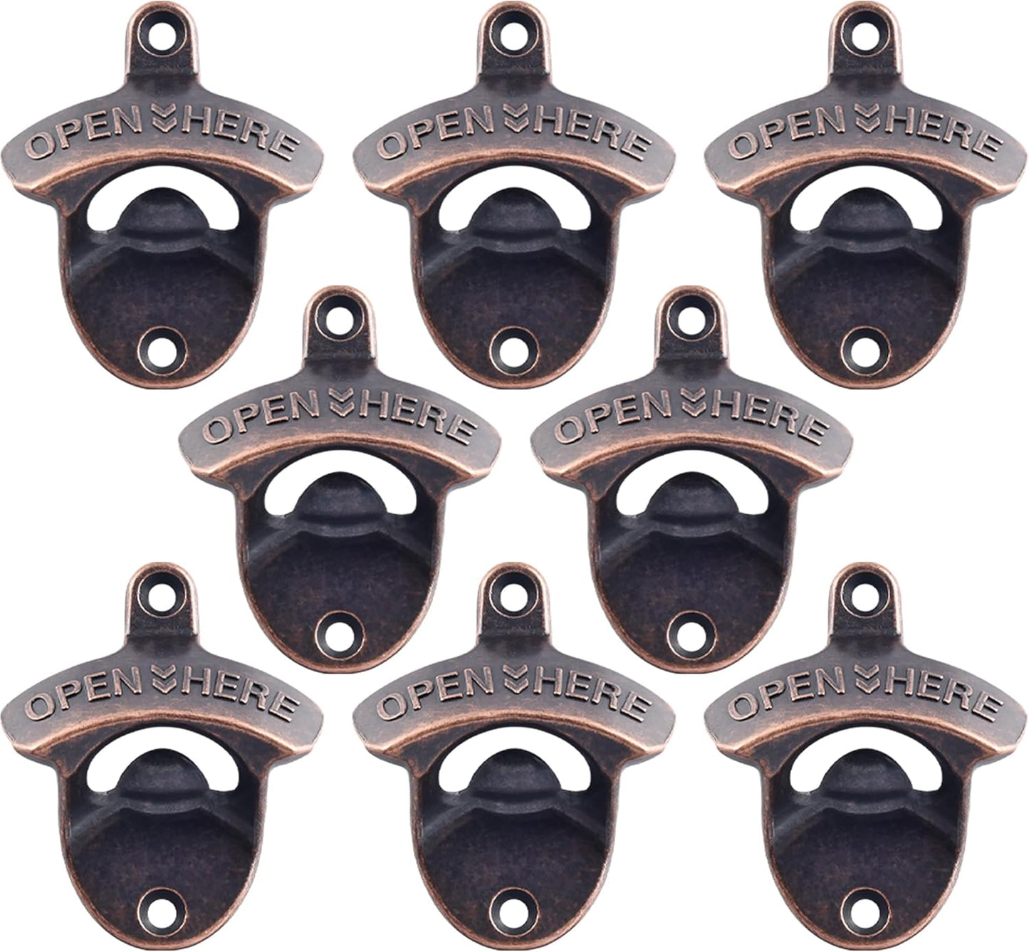 Vintage Copper Bottle Cap Opener Wall Mount, Retro Beer Bottle Opener with Screws for Homes Kitchen (Pack of 2)