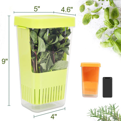 LUVCOSY Herb Keeper Set: 3 Pack Herb Saver+1 Pack Herb Scissors+2 Pack Herb Stripper, BPA-Free Plastic Herb Container for Cilantro, Mint & Asparagus, Keeps Fresh Herbs for 3 Times Longer