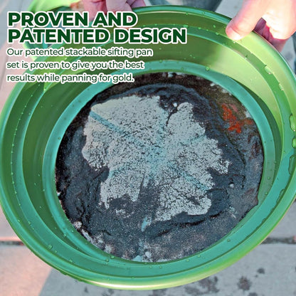 SE 13.25 Inch Wide Stackable Classifier Gold Prospecting Pan - 1/8 Inch Stainless Steel Mesh Sifting Pan, Green