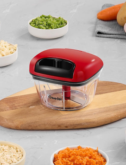 Manual Pull Food Chopper, Hand Pull String Onion Chopper Dicer for Kitchen, Easy Cleaning Food Chopper for Vegetables, Fruits (500 ML)