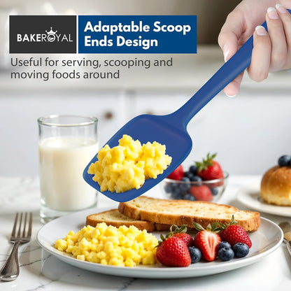 BakeRoyal Silicone Spatula Set - 4-Piece Rubber Spatulas Silicone Heat Resistant 600°F for Everyday Task - Seamless Design Kitchen Spatulas for Nonstick Cookware - Royal Blue