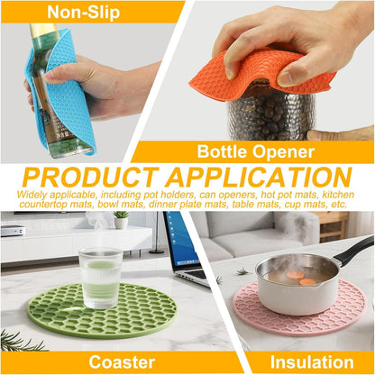 uxcell 4pcs Silicone Jar Opener Pads, 17.5cm/7" Texture Can Opener Multipurpose Round Bottle Lid Opener Non-Slip Coasters for Weak Hands Seniors Children, Black