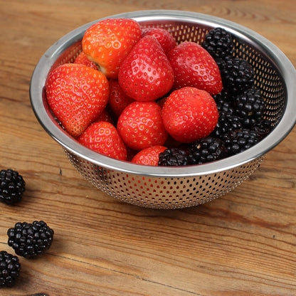 RSVP International Endurance Kitchen Collection Colander Strainer, Mini, Pierced Stainless Steel